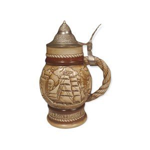 Vintage Lidded Beer Stein Marine Maritime themed ft. Barkentine 1977 Avon